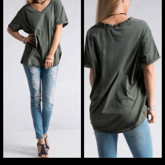 ❗LAST 1❗ Olive V Neck Tunic T-shirt - Picture 3 of 3